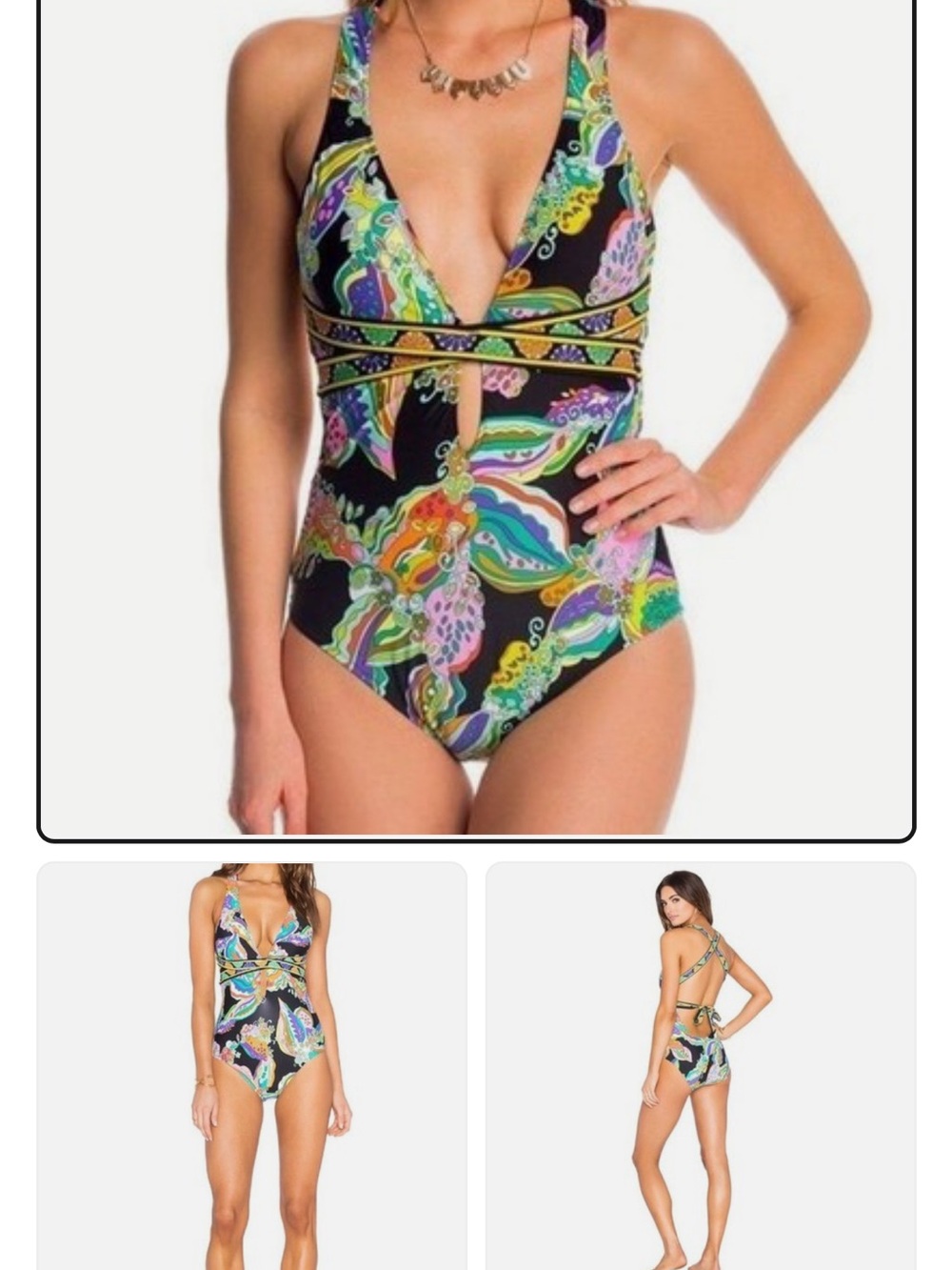 Trina Turk Black Multicolor Paisley sea garden One-Piece Swimsuit